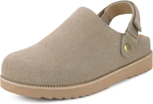 Clogs for Women Platform Clogs Slippers Classic Suede Leather Mules with Arch Support Comfortable Slip-on Sandals Shoes for Indoor Outdoor