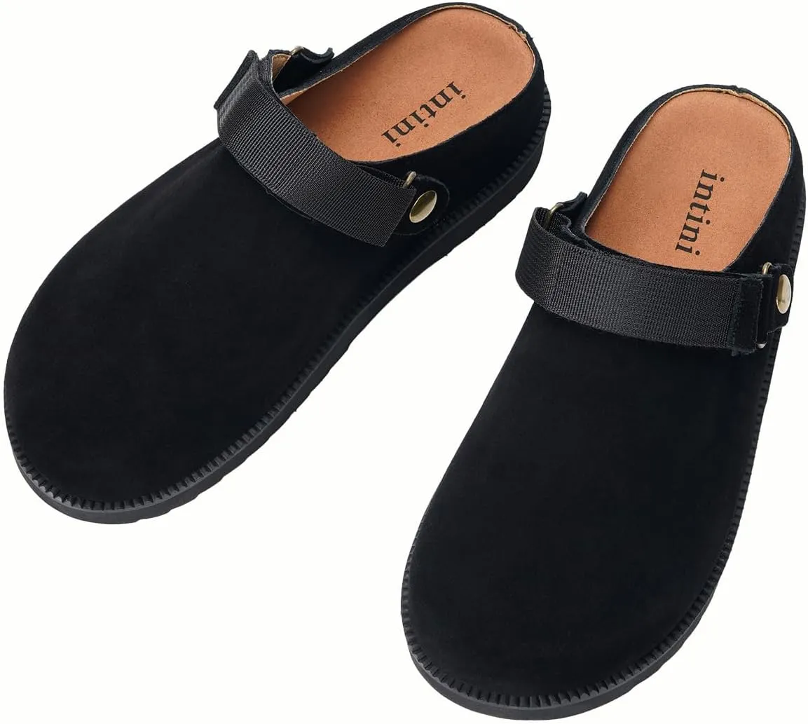 Clogs for Women Platform Clogs Slippers Classic Suede Leather Mules with Arch Support Comfortable Slip-on Sandals Shoes for Indoor Outdoor