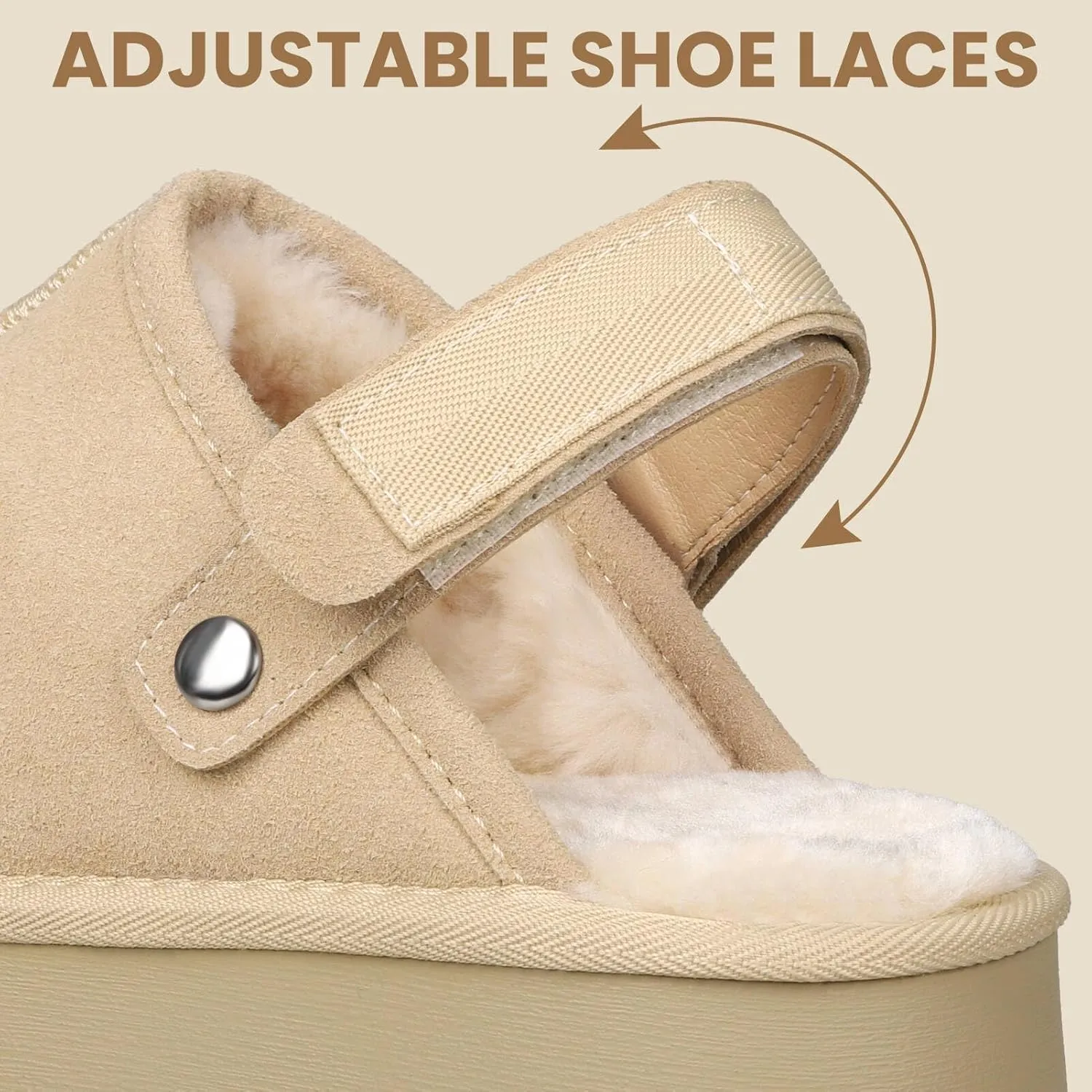 Clogs for Women Platform Suede Women's Mules & Clogs Platform Slippers Adjustable Laces Slip-On Indoor and Outdoor