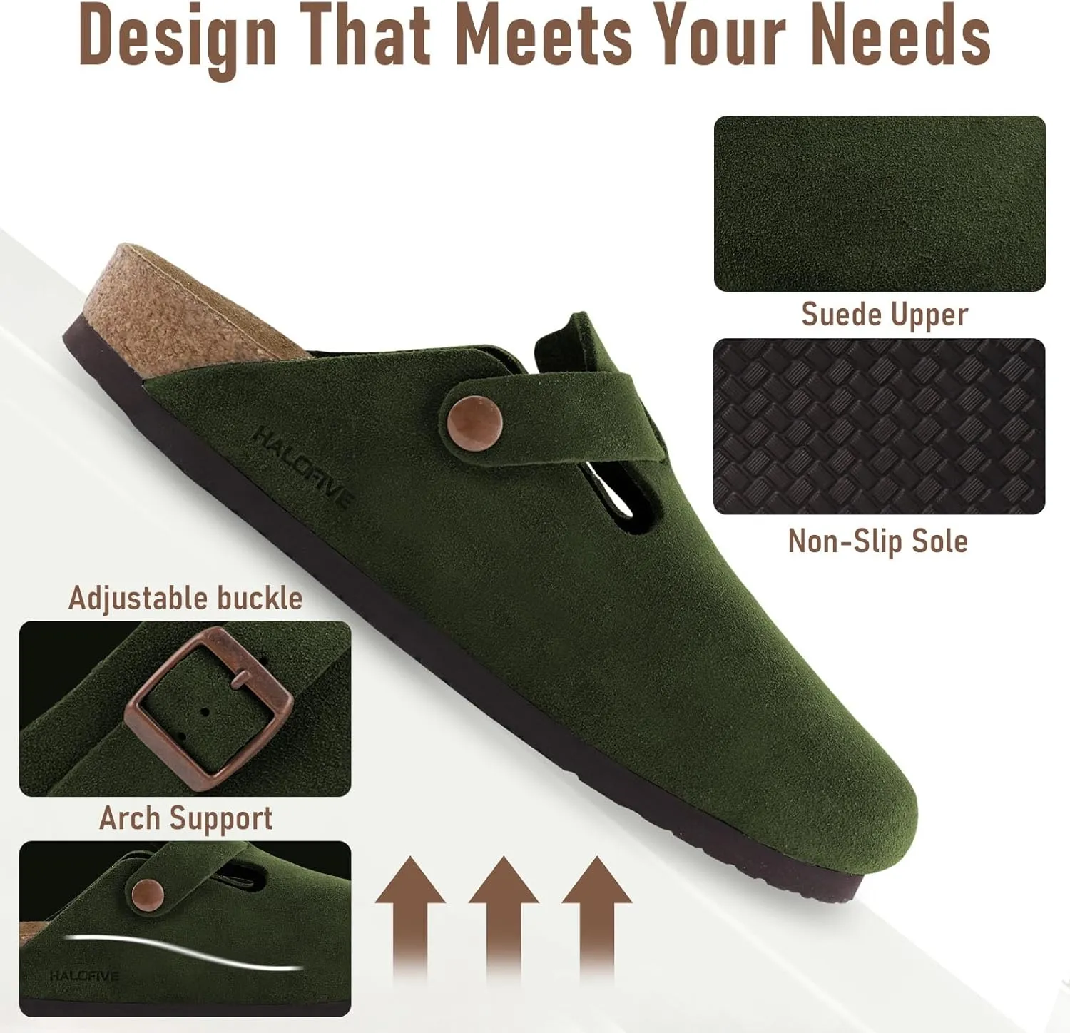 Clogs for Women Suede Clogs Cork Footbed Mules Potato Shoes with Arch Support Men's Comfort Slip-On Clogs