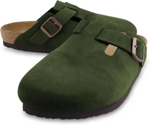 Clogs for Women Suede Clogs Cork Footbed Mules Potato Shoes with Arch Support Men's Comfort Slip-On Clogs