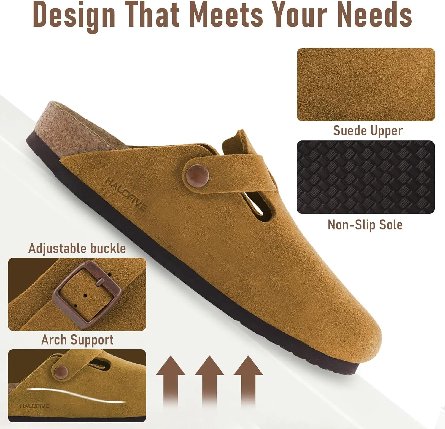 Clogs for Women Suede Clogs Cork Footbed Mules Potato Shoes with Arch Support Men's Comfort Slip-On Clogs