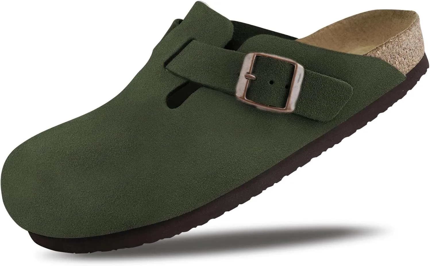 Clogs for Women Suede Clogs Cork Footbed Mules Potato Shoes with Arch Support Men's Comfort Slip-On Clogs