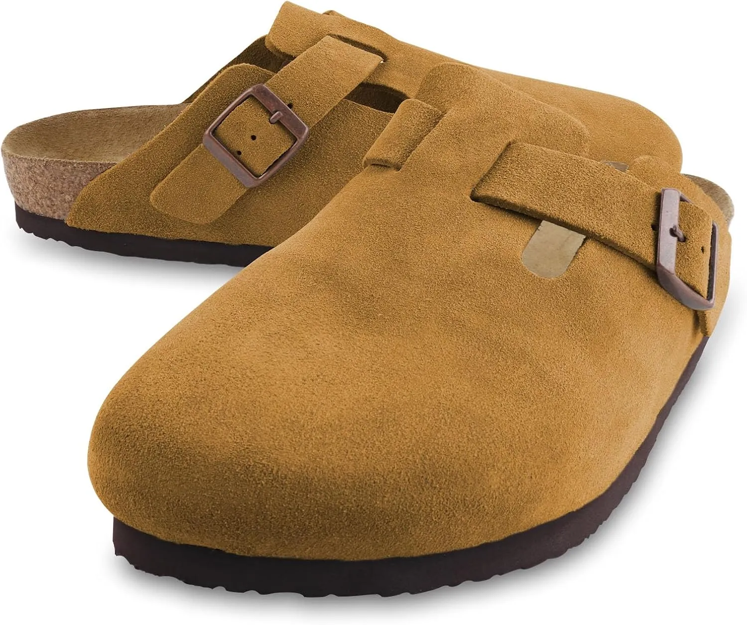 Clogs for Women Suede Clogs Cork Footbed Mules Potato Shoes with Arch Support Men's Comfort Slip-On Clogs