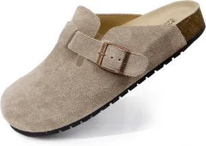 Clogs for Womens 2025 Women's Suede Clogs Mens Leather Mules Cork Footbed Sandals with Arch Support