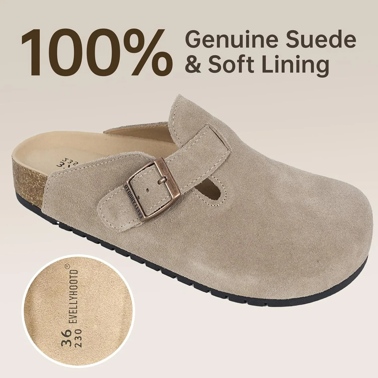 Clogs for Womens 2025 Women's Suede Clogs Mens Leather Mules Cork Footbed Sandals with Arch Support