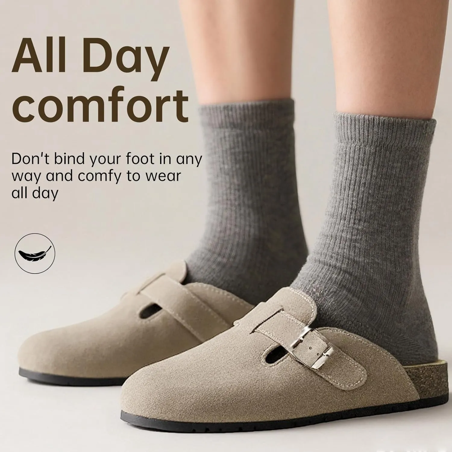 Clogs for Womens 2025 Women's Suede Clogs Mens Leather Mules Cork Footbed Sandals with Arch Support