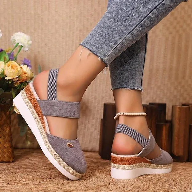 Closed Toe Platform Wedge Sandals for Women Heel Casual Womens, Women's Espadrilles Dressy Wedges Sandals, Comfortable Anti Slip Summer Shoes with Adjustable Buckle Ankle Strap