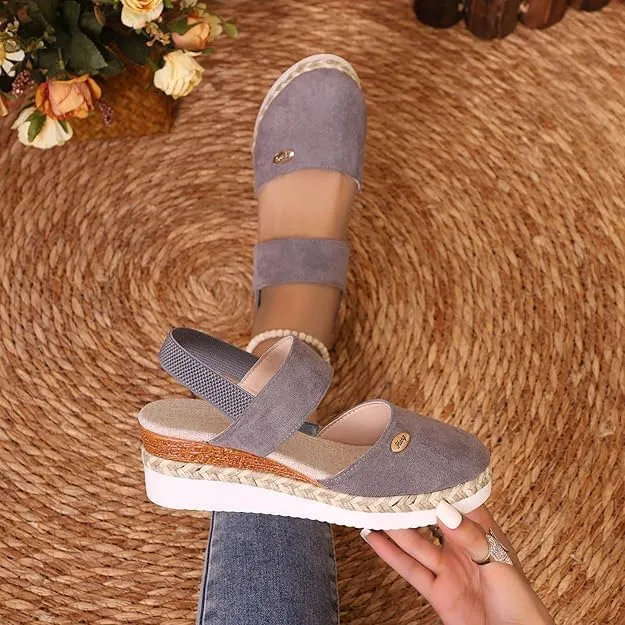 Closed Toe Platform Wedge Sandals for Women Heel Casual Womens, Women's Espadrilles Dressy Wedges Sandals, Comfortable Anti Slip Summer Shoes with Adjustable Buckle Ankle Strap
