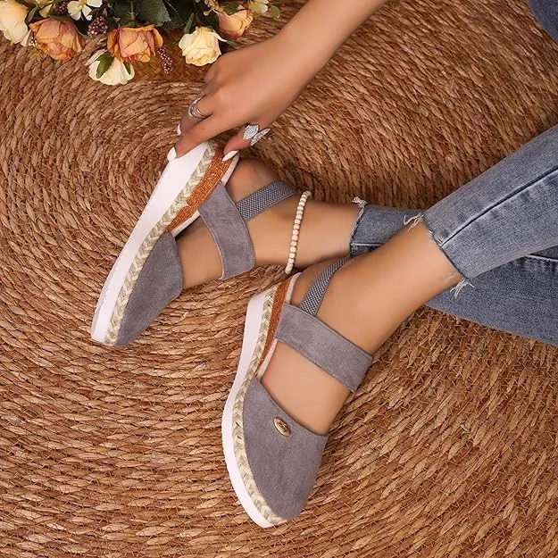Closed Toe Platform Wedge Sandals for Women Heel Casual Womens, Women's Espadrilles Dressy Wedges Sandals, Comfortable Anti Slip Summer Shoes with Adjustable Buckle Ankle Strap