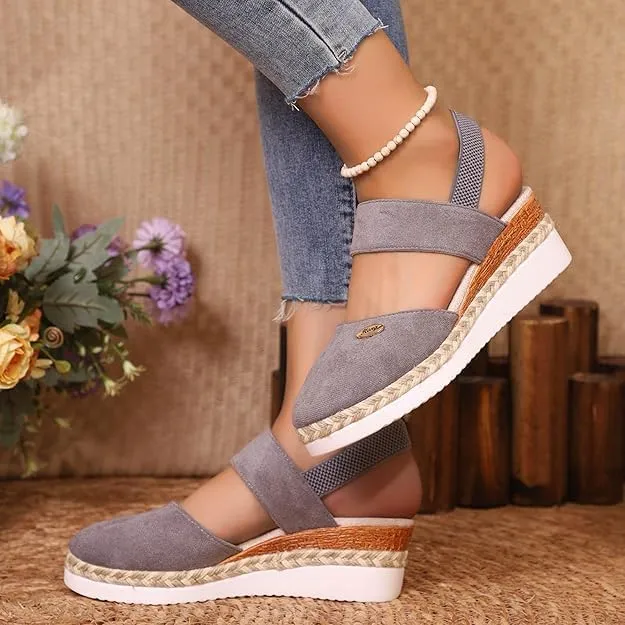 Closed Toe Platform Wedge Sandals for Women Heel Casual Womens, Women's Espadrilles Dressy Wedges Sandals, Comfortable Anti Slip Summer Shoes with Adjustable Buckle Ankle Strap