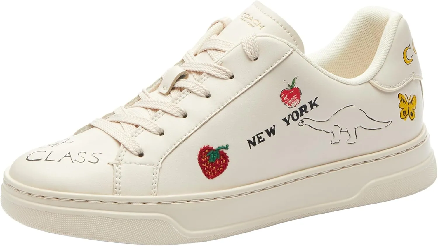Coach Women's High Line Sneaker with Sketch Print, Charcoal/Black, 8