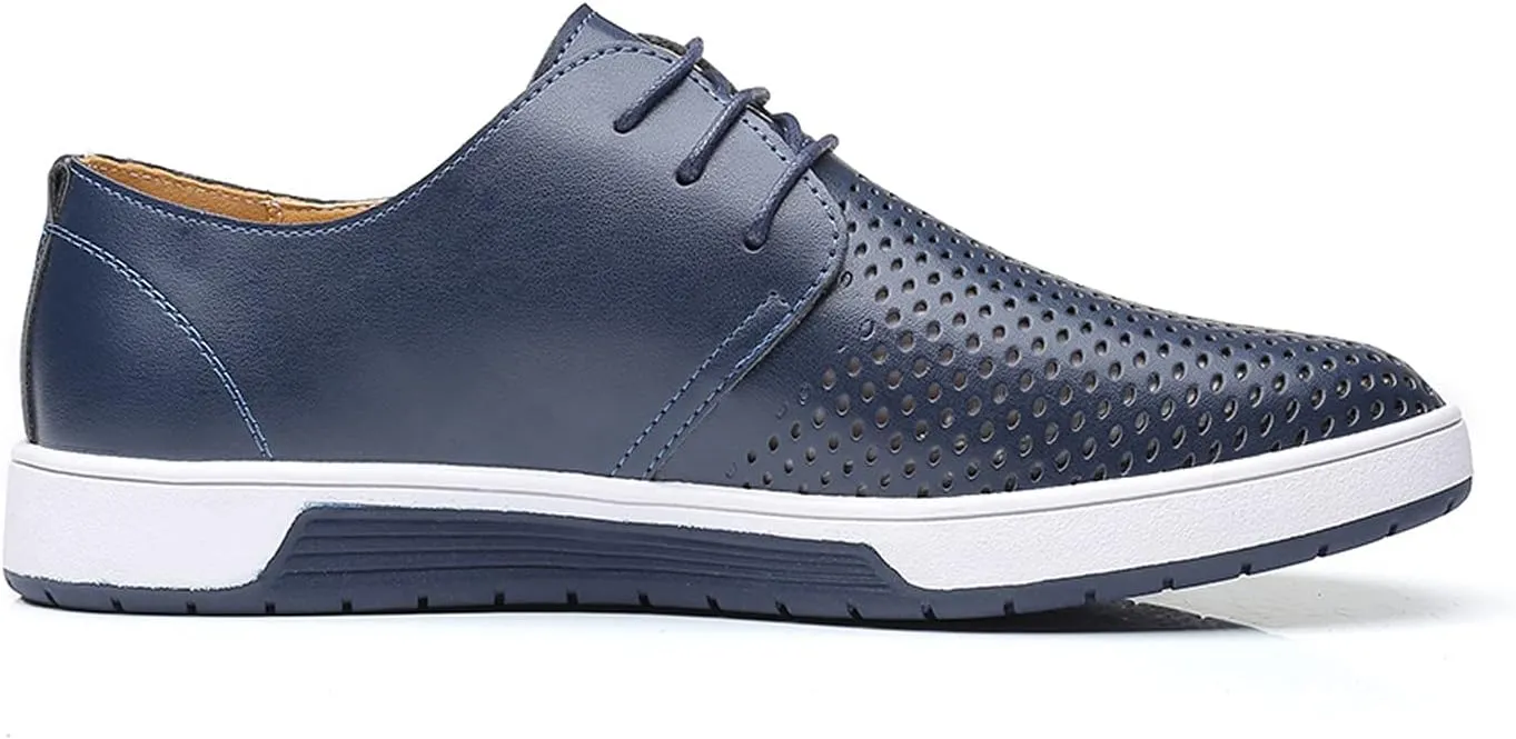 Comfortable Black Business Casual Shoes for Men Style Men's Summer Leather Solid Summer Shoes Breathable Business Leisure Hollow Men's leather shoes Black Dress Shoes Slip Ons for Men