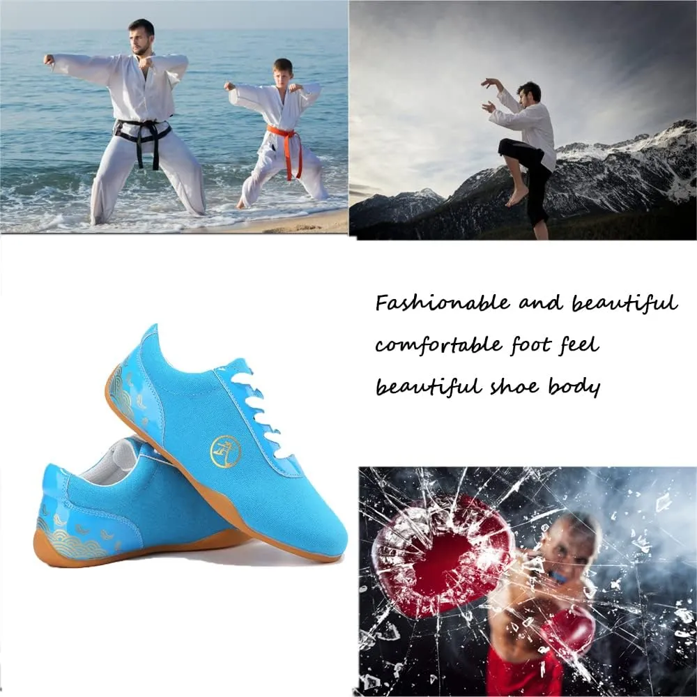Comfortable Lightweight Taekwondo Training Sports Shoes,Karate Boots Taekwondo Martial Arts Sparring Boxing Boots Tai Chi Foot Protection Boots Soft,