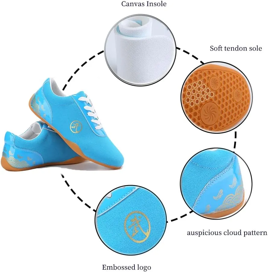 Comfortable Lightweight Taekwondo Training Sports Shoes,Karate Boots Taekwondo Martial Arts Sparring Boxing Boots Tai Chi Foot Protection Boots Soft,