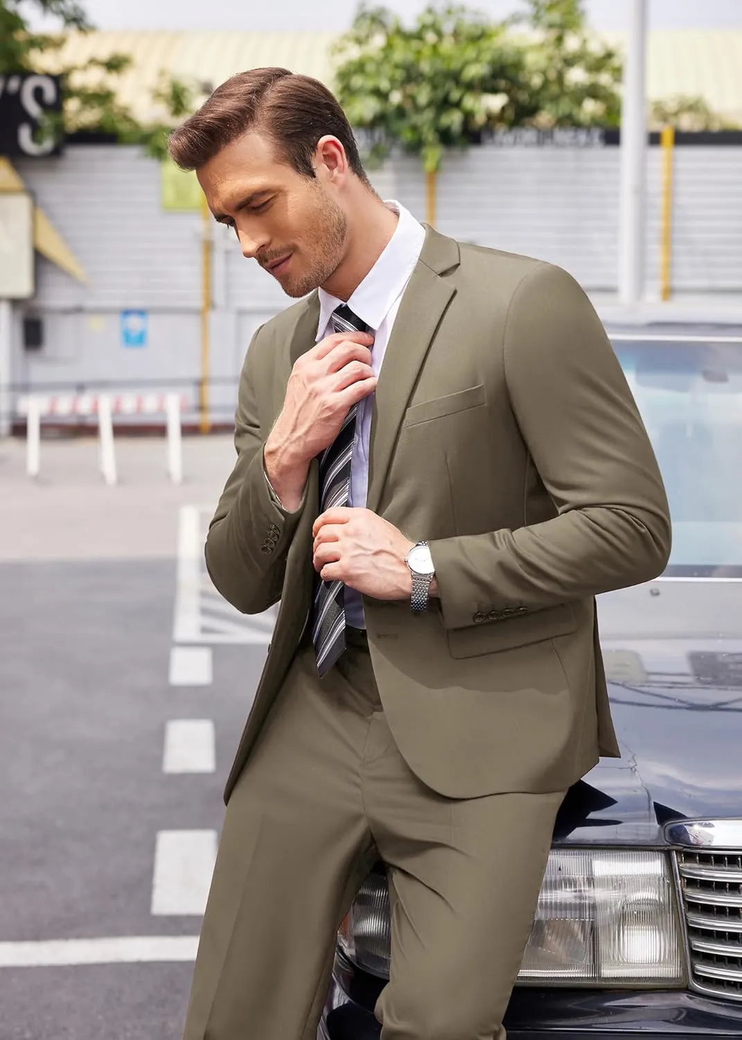 COOFANDY Men's 2 Piece Suits Classic Fit 2 Button Dress Suits Tuxedo Jacket Blazer for Wedding Business Dinner Prom