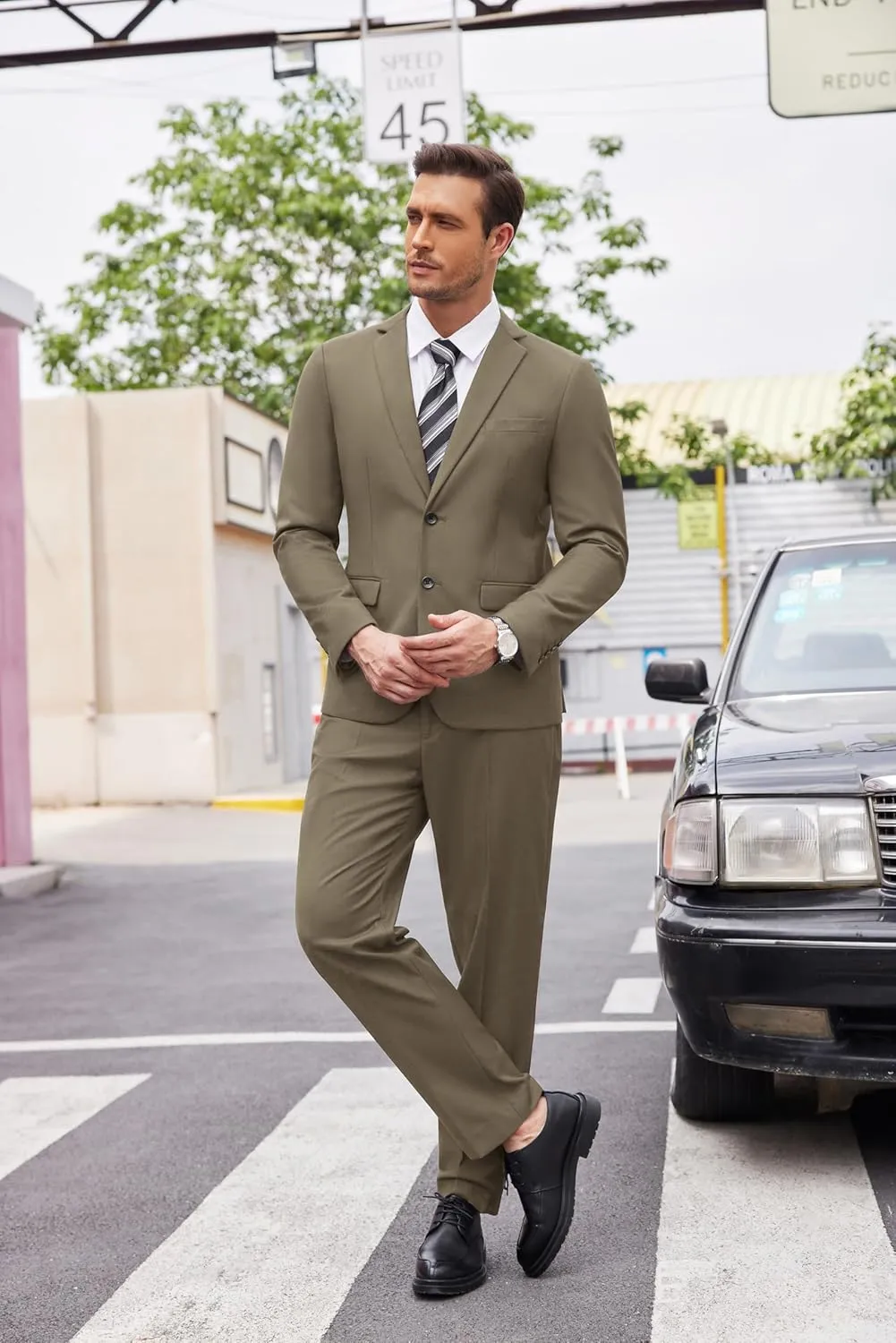 COOFANDY Men's 2 Piece Suits Classic Fit 2 Button Dress Suits Tuxedo Jacket Blazer for Wedding Business Dinner Prom