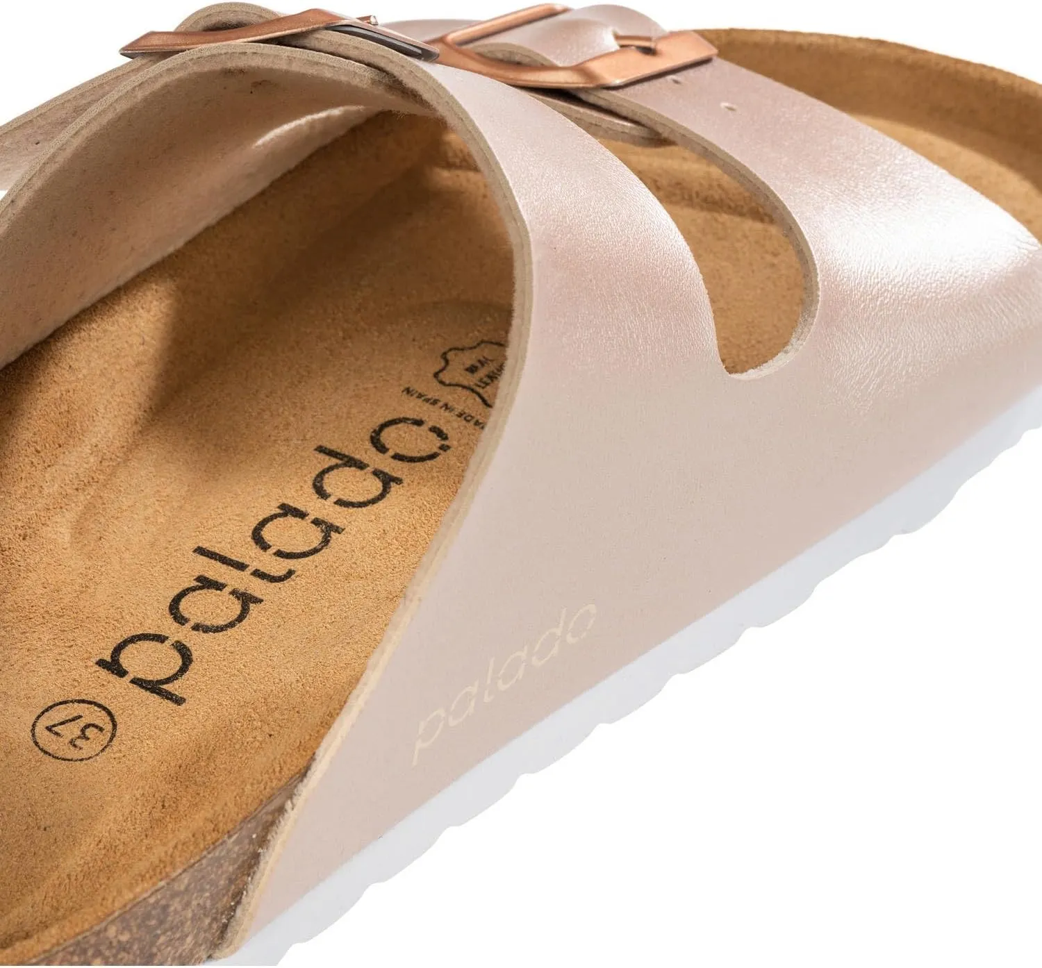Corfu PF Women's Mules - Slippers with Natural Cork Footbed - Comfortable Sandals - Two-Strap - Made in Spain