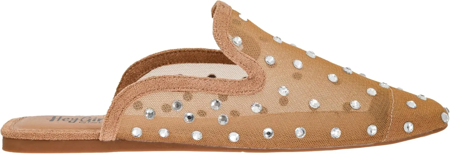 Corkys Footwear Hey Girl to Die for Slip-on Flat Mule - Rhinestone Mesh Body, Closed Toe, Breathable and Lightweight Elegance, Comfortable and Lightly Cushioned Insoles