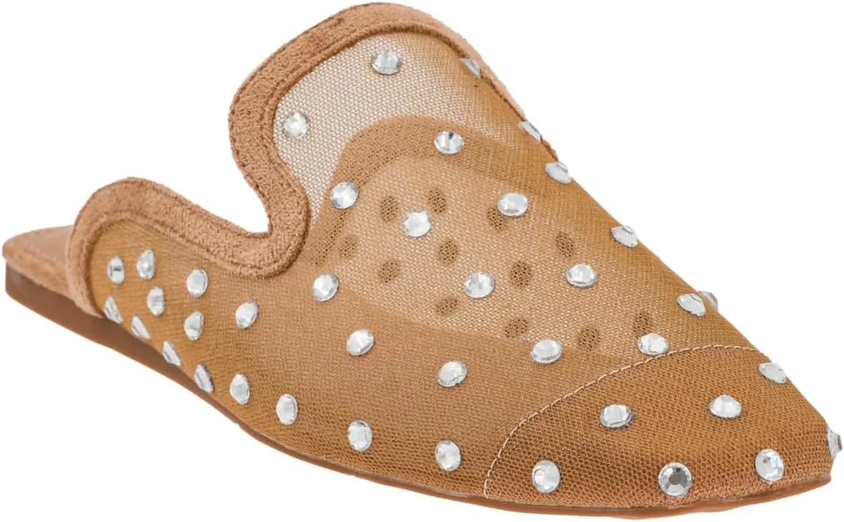 Corkys Footwear Hey Girl to Die for Slip-on Flat Mule - Rhinestone Mesh Body, Closed Toe, Breathable and Lightweight Elegance, Comfortable and Lightly Cushioned Insoles