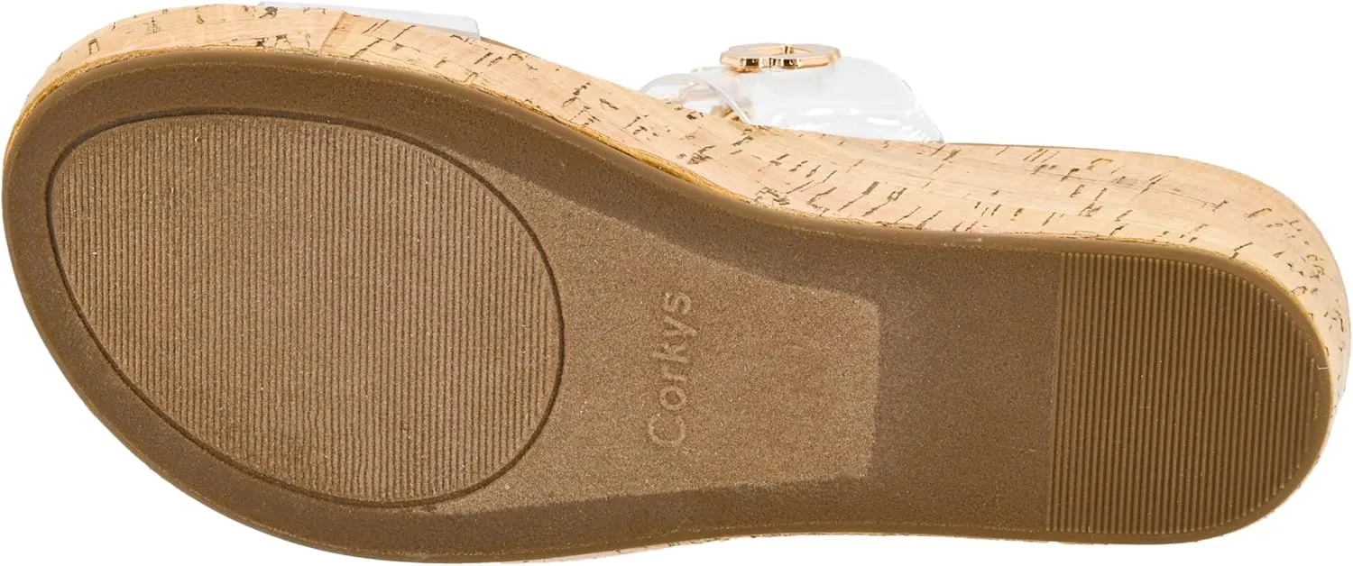 Corkys Footwear Hi Tide Double Strap 2.5-Inch Wedge - Featuring Two Metal-Accented Straps, A Cushioned EVA Insole For All Day Wear, Easy and Convenient Slip-On design