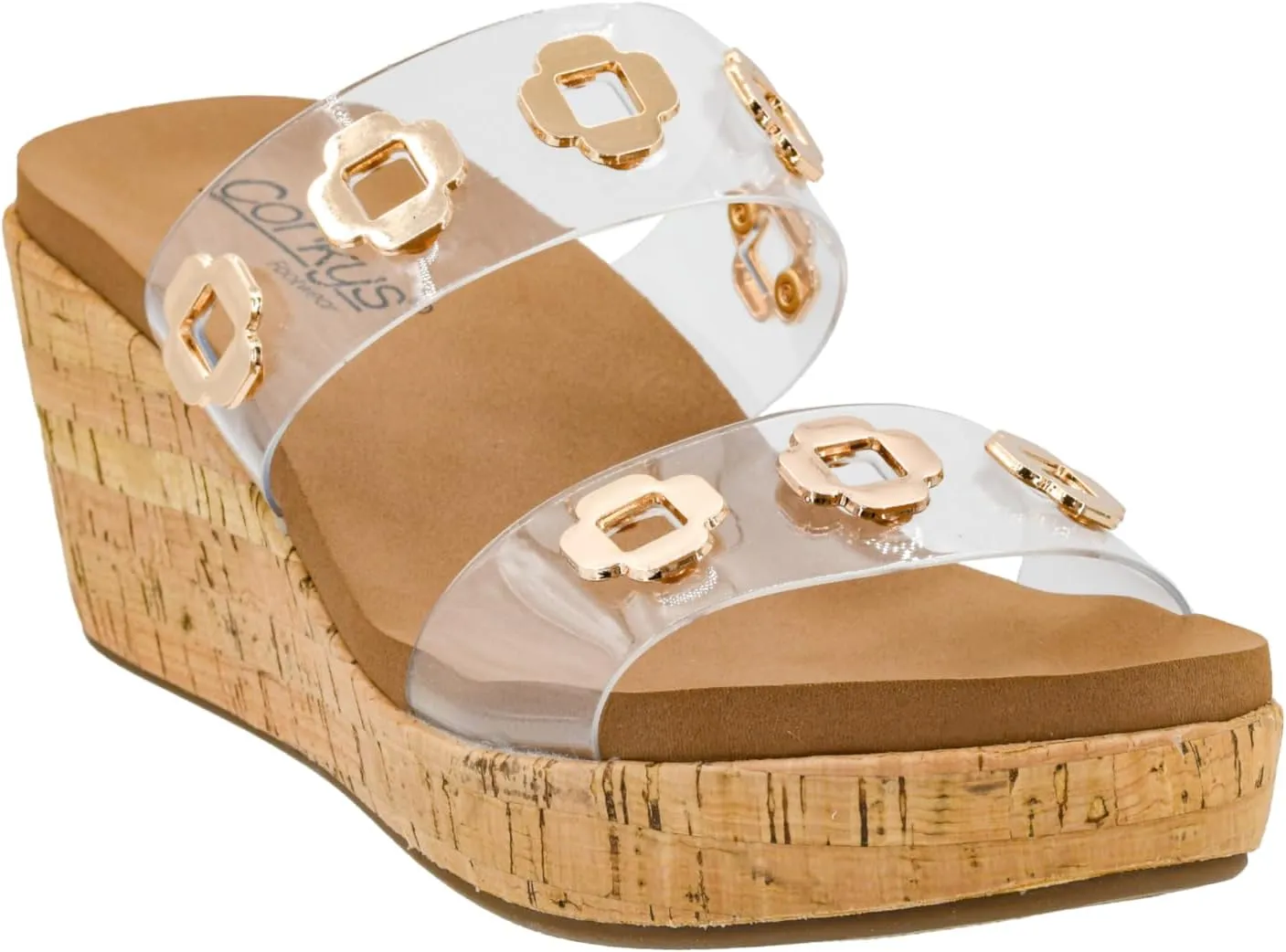 Corkys Footwear Hi Tide Double Strap 2.5-Inch Wedge - Featuring Two Metal-Accented Straps, A Cushioned EVA Insole For All Day Wear, Easy and Convenient Slip-On design