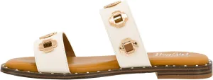 Corkys Footwear Low Tide Double Strap Sandal - Featuring Two Metal-Accented Straps, A Cushioned Insole, Studded Outsole, Easy and Convenient Slip-On design