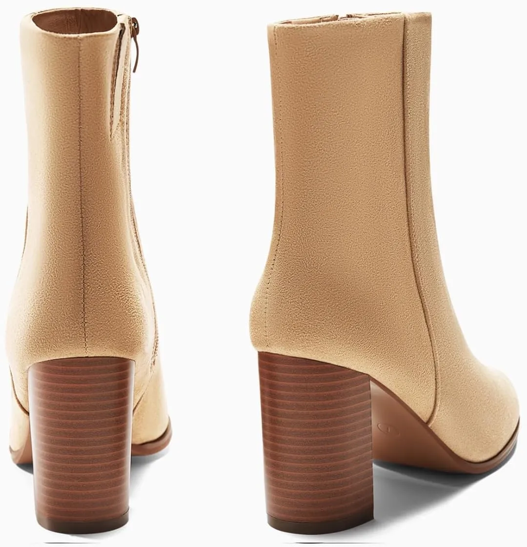 Coutgo Womens Ankle Boots Pointed Toe Chunky Stacked Heel Side Zipper Dress Fall Booties Shoes