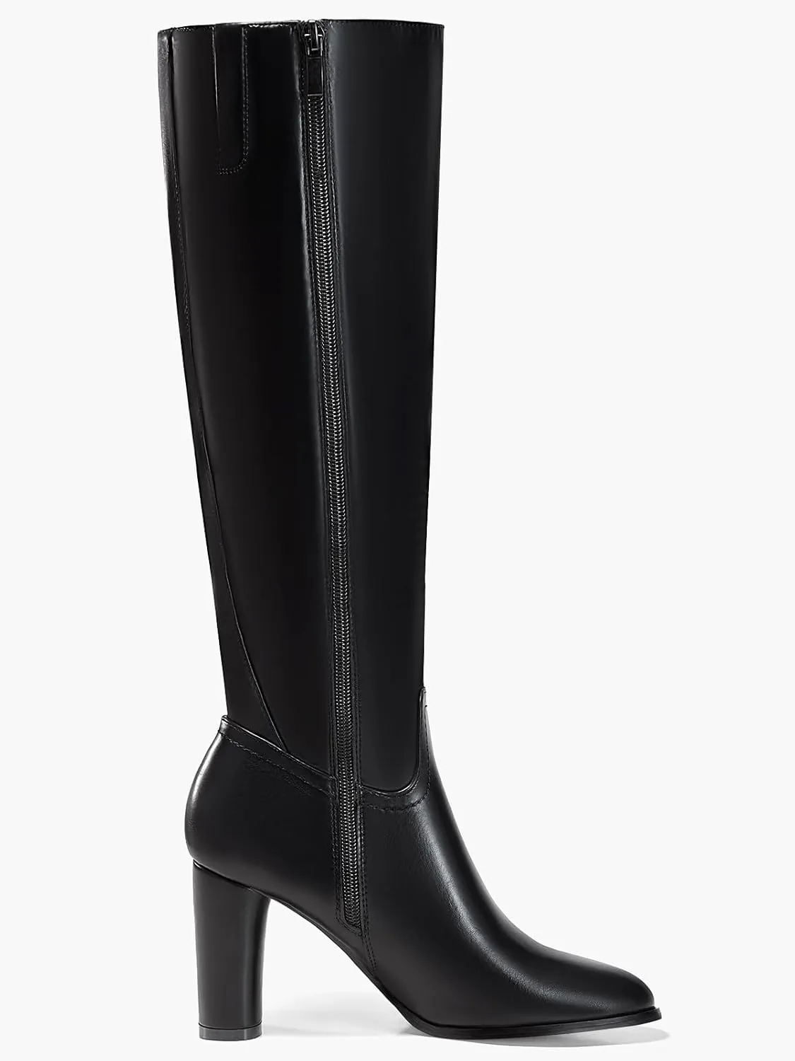 Coutgo Womens Knee High Boots Pointed Toe Chunky Heel Boot Side Zipper Winter Long Boots