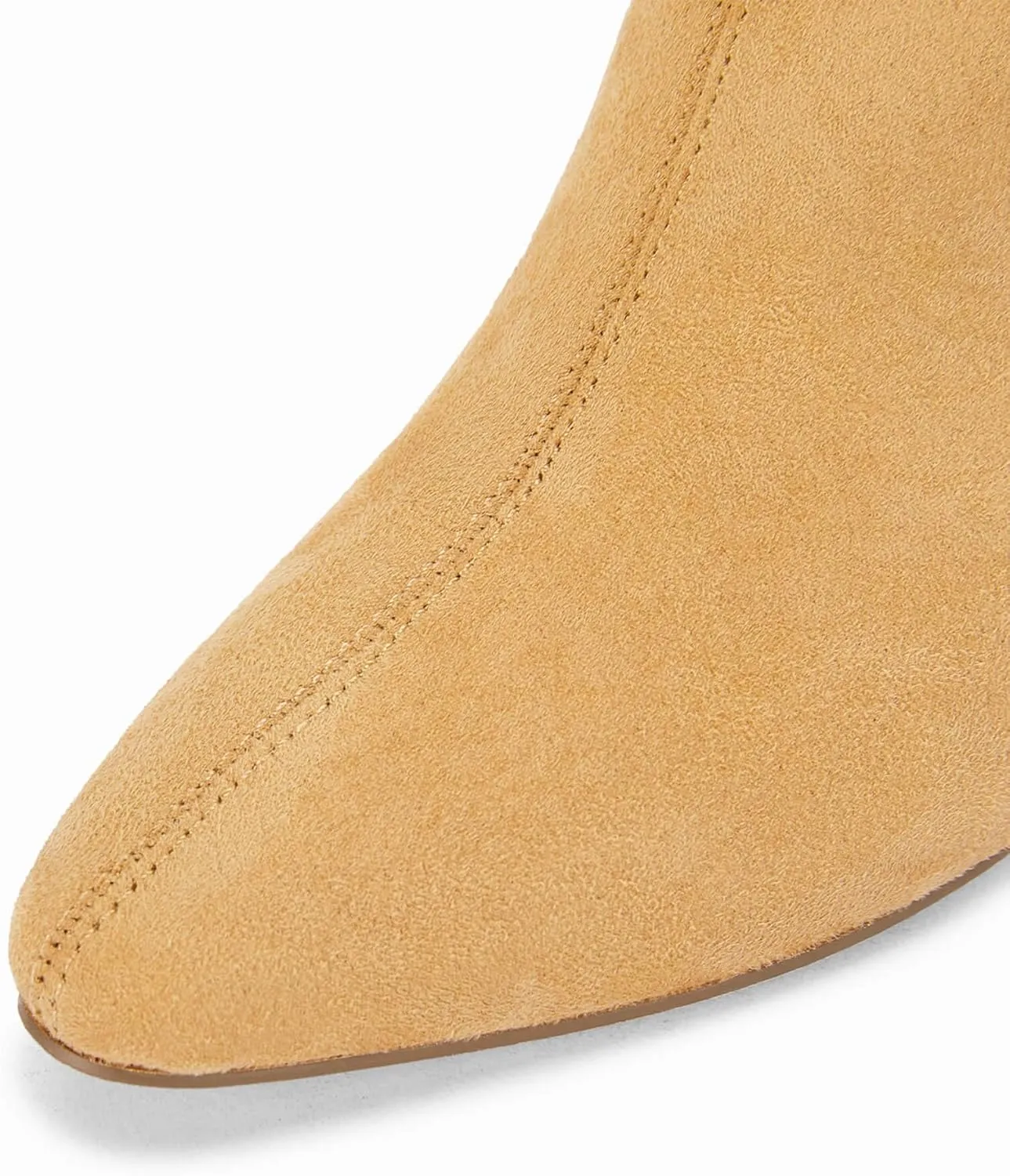 Coutgo Womens Knee High Boots Pointed Toe Kitten Heel Side Zipper Stretchy Vegan Suede Comfort Fall Winter Boot