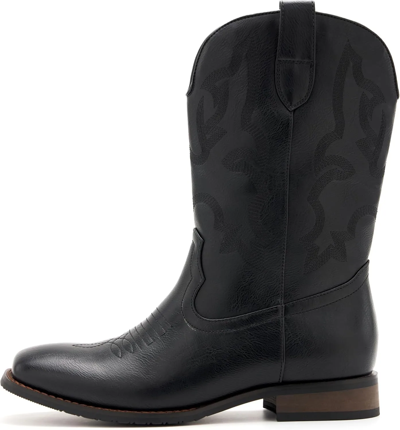 Cowboy Boots for Men Classic Embroidered Western Boots Slip Resistant Square Toe Chunky Heel Ankle Boots Durable and Fashionable Retro Short Boots