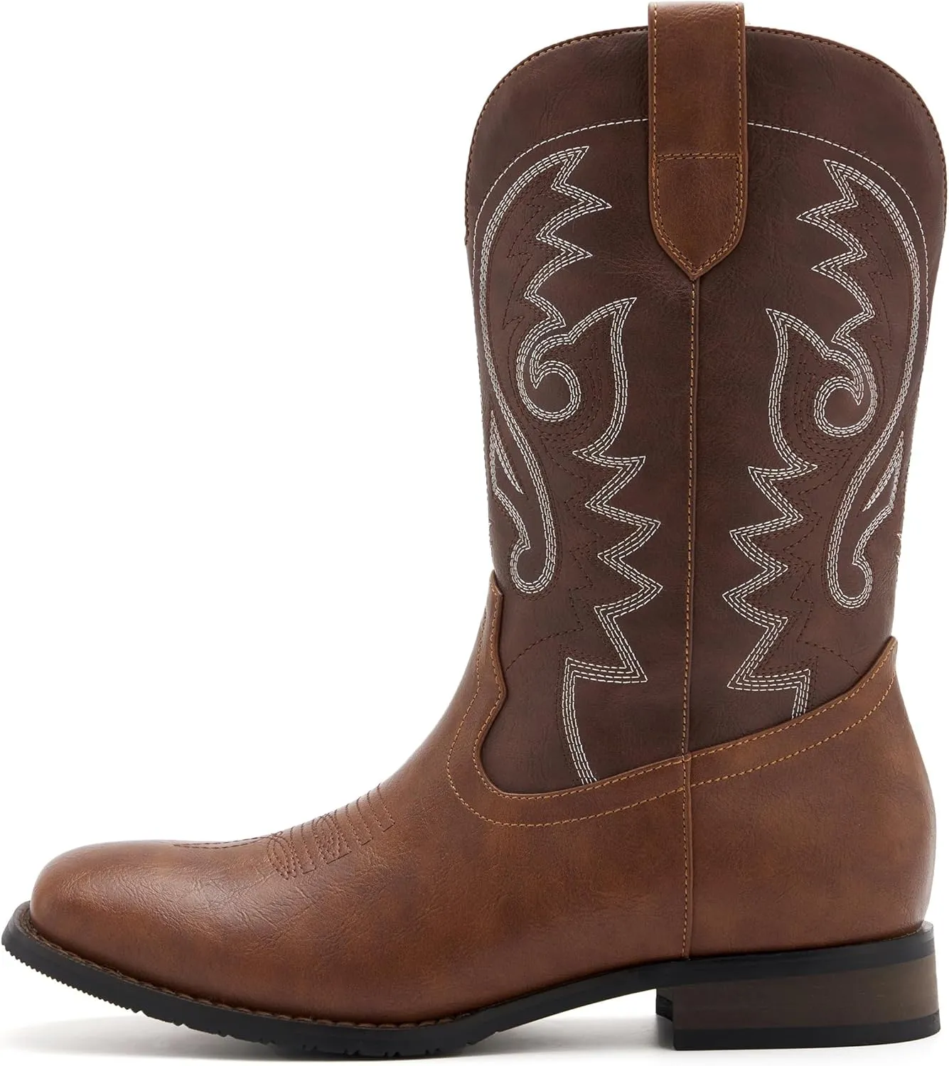 Cowboy Boots for Men Classic Embroidered Western Boots Slip Resistant Square Toe Chunky Heel Ankle Boots Durable and Fashionable Retro Short Boots