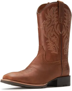 Cowboy Boots For Men - Mens Sport Wide Square Toe Western Boot,Oil/Slip Resistant,Durable Fashionable Classic Pull on 10 Inch Wellington Boots - Soft Toe Work Boots