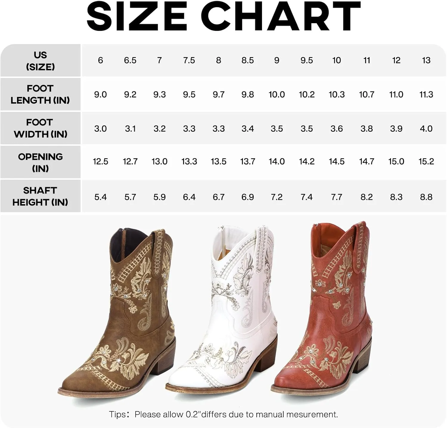 Cowboy Boots for Women - Western Embroidered Cowgirl Boots with Sparkly Rhinestone, Pointed Toe Chunky Heel Side Zipper Vintage Short Booties, Women's Ankle High Fashion Retro Country Booties