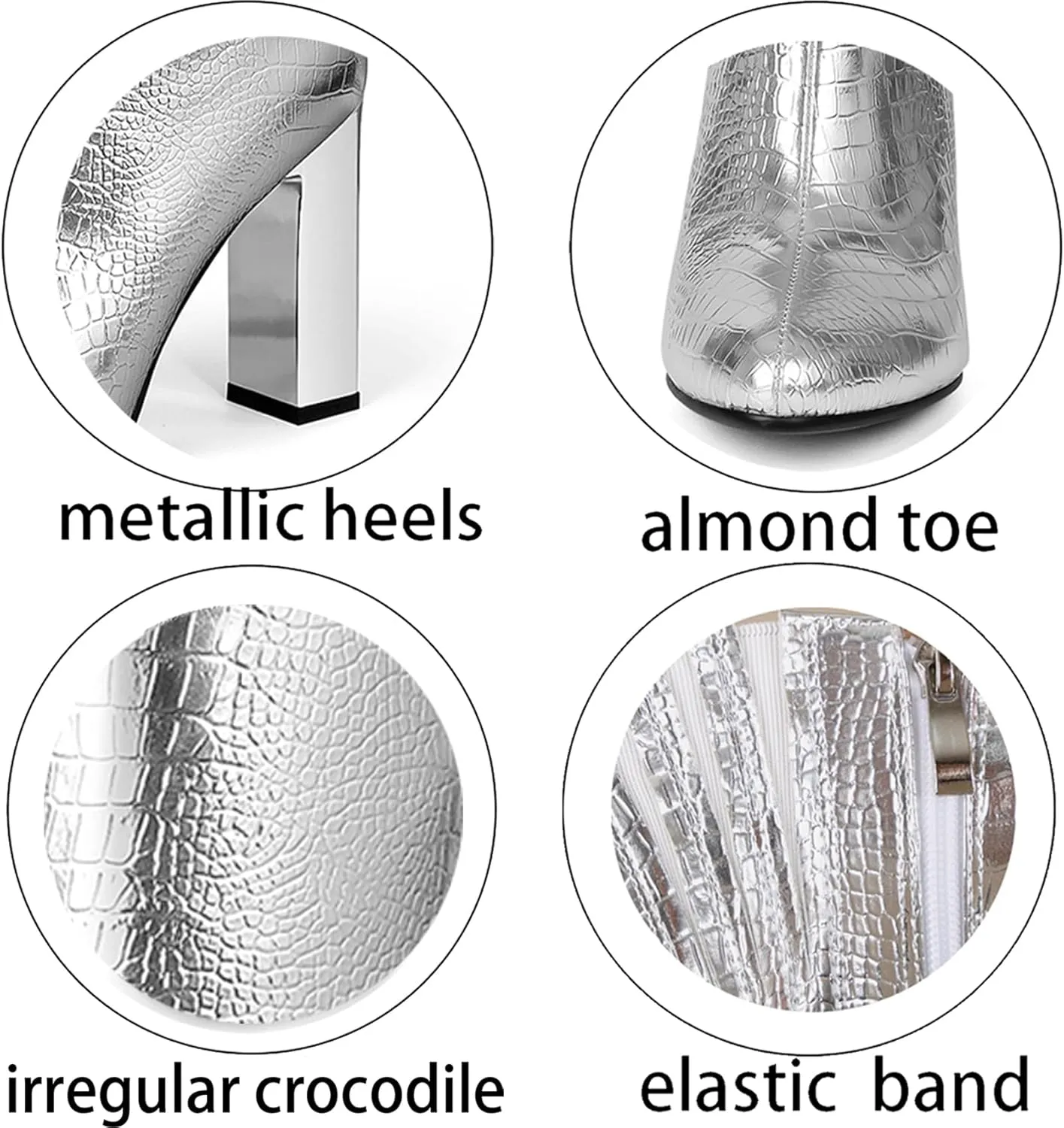 Cozivwaiy Women's Knee High Chrome Metallic Tall Boots: Heels, Block, Riding, Formal, Dress, Fancy, Zipper