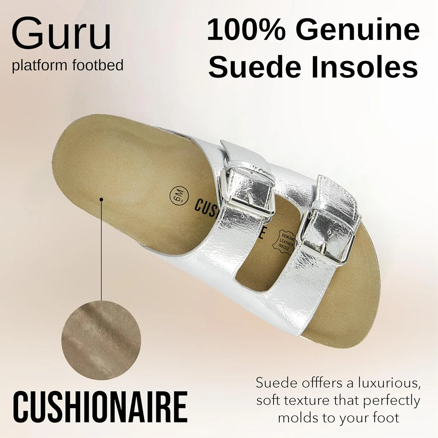 CUSHIONAIRE Guru Platform Sandals Women Footwear – Comfortable Genuine Leather Footbed Studded Chunky Slide Summer Sandals for Women 2025