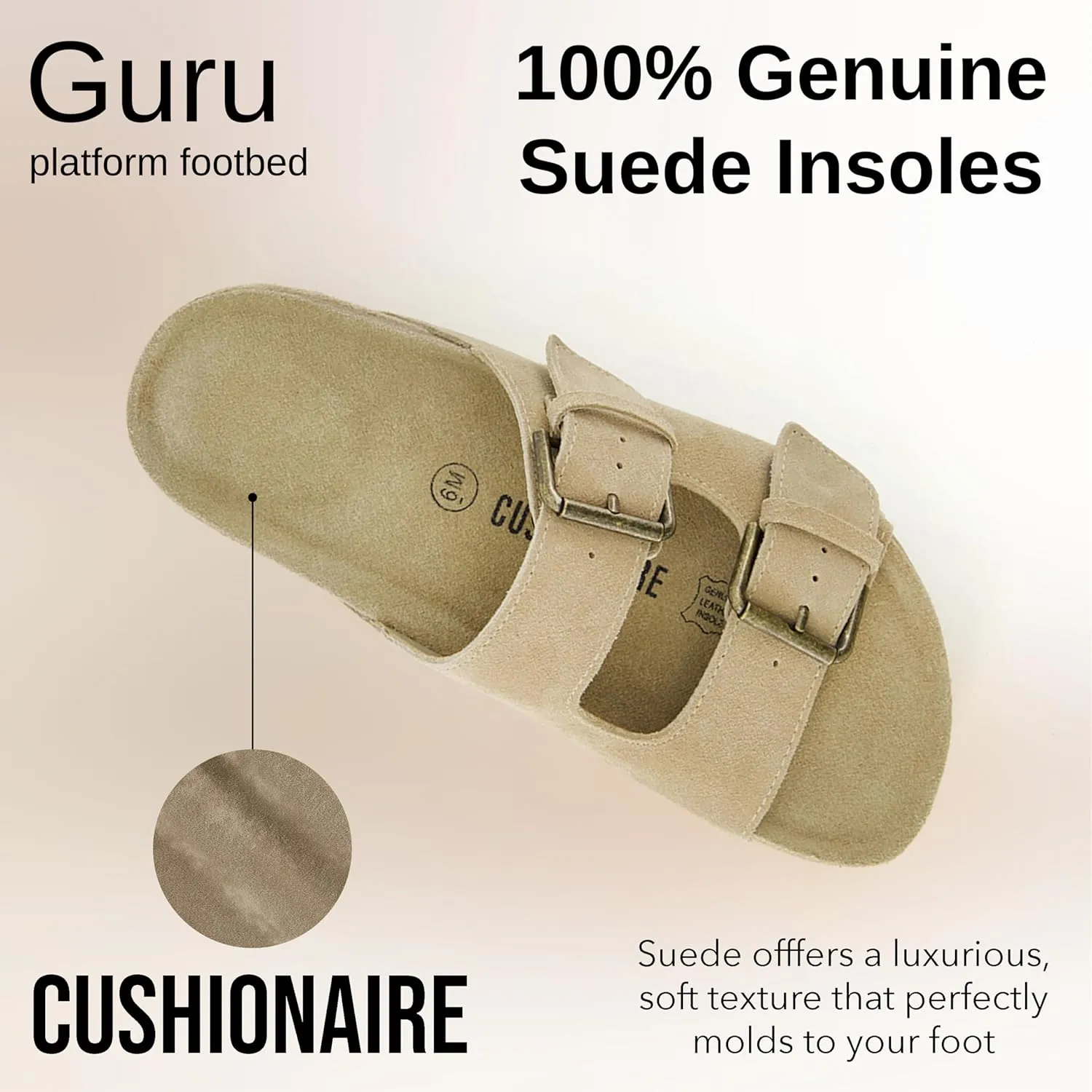 CUSHIONAIRE Guru Platform Sandals Women Footwear – Comfortable Genuine Leather Footbed Studded Chunky Slide Summer Sandals for Women 2025