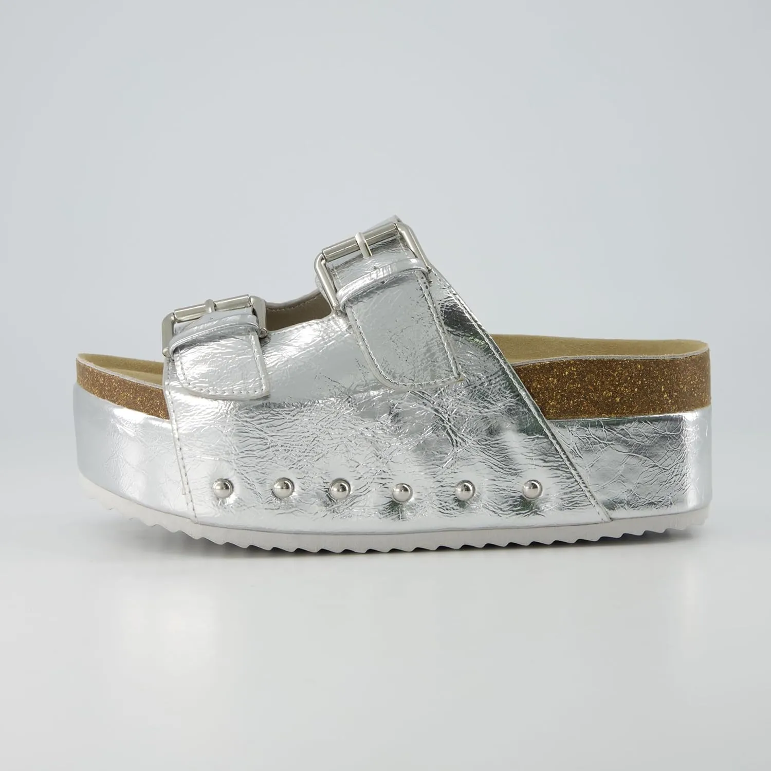 CUSHIONAIRE Guru Platform Sandals Women Footwear – Comfortable Genuine Leather Footbed Studded Chunky Slide Summer Sandals for Women 2025