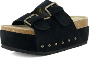 CUSHIONAIRE Guru Platform Sandals Women Footwear – Comfortable Genuine Leather Footbed Studded Chunky Slide Summer Sandals for Women 2025