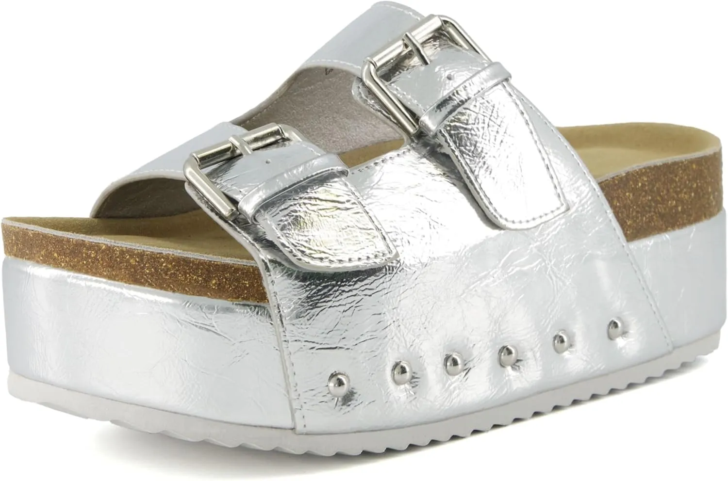 CUSHIONAIRE Guru Platform Sandals Women Footwear – Comfortable Genuine Leather Footbed Studded Chunky Slide Summer Sandals for Women 2025