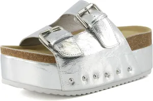 CUSHIONAIRE Guru Platform Sandals Women Footwear – Comfortable Genuine Leather Footbed Studded Chunky Slide Summer Sandals for Women 2025