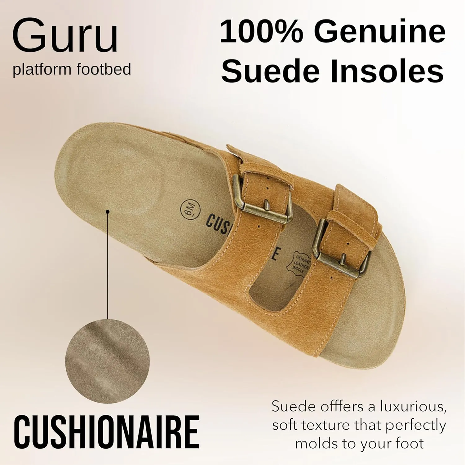 CUSHIONAIRE Guru Platform Sandals Women Footwear – Comfortable Genuine Leather Footbed Studded Chunky Slide Summer Sandals for Women 2025