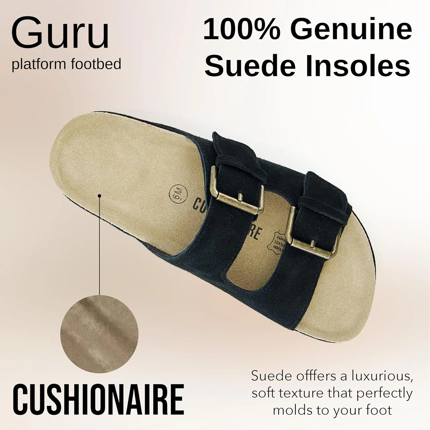 CUSHIONAIRE Guru Platform Sandals Women Footwear – Comfortable Genuine Leather Footbed Studded Chunky Slide Summer Sandals for Women 2025