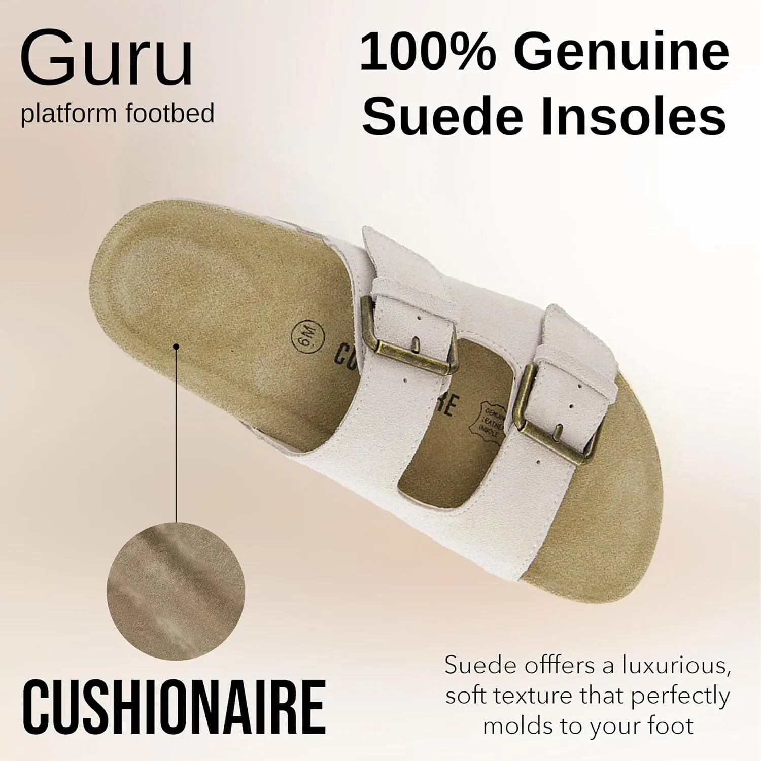 CUSHIONAIRE Guru Platform Sandals Women Footwear – Comfortable Genuine Leather Footbed Studded Chunky Slide Summer Sandals for Women 2025