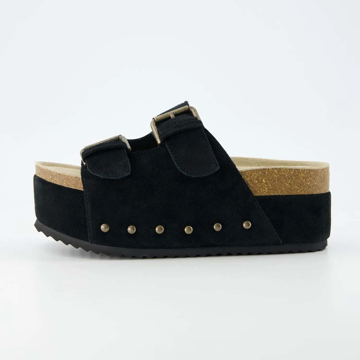 CUSHIONAIRE Guru Platform Sandals Women Footwear – Comfortable Genuine Leather Footbed Studded Chunky Slide Summer Sandals for Women 2025