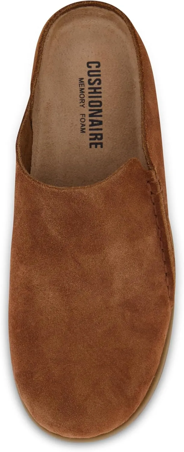 CUSHIONAIRE Women's Clay Genuine Leather footbed clog with  Comfort padding