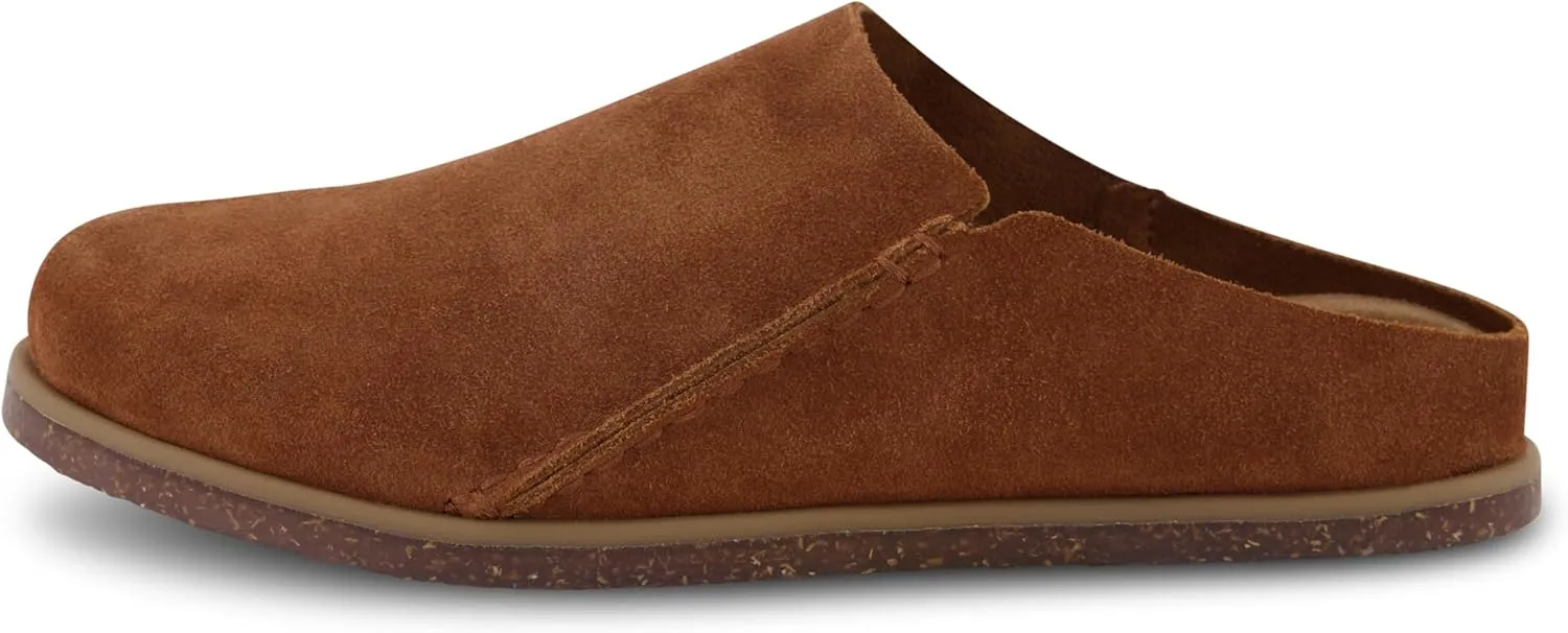 CUSHIONAIRE Women's Clay Genuine Leather footbed clog with  Comfort padding