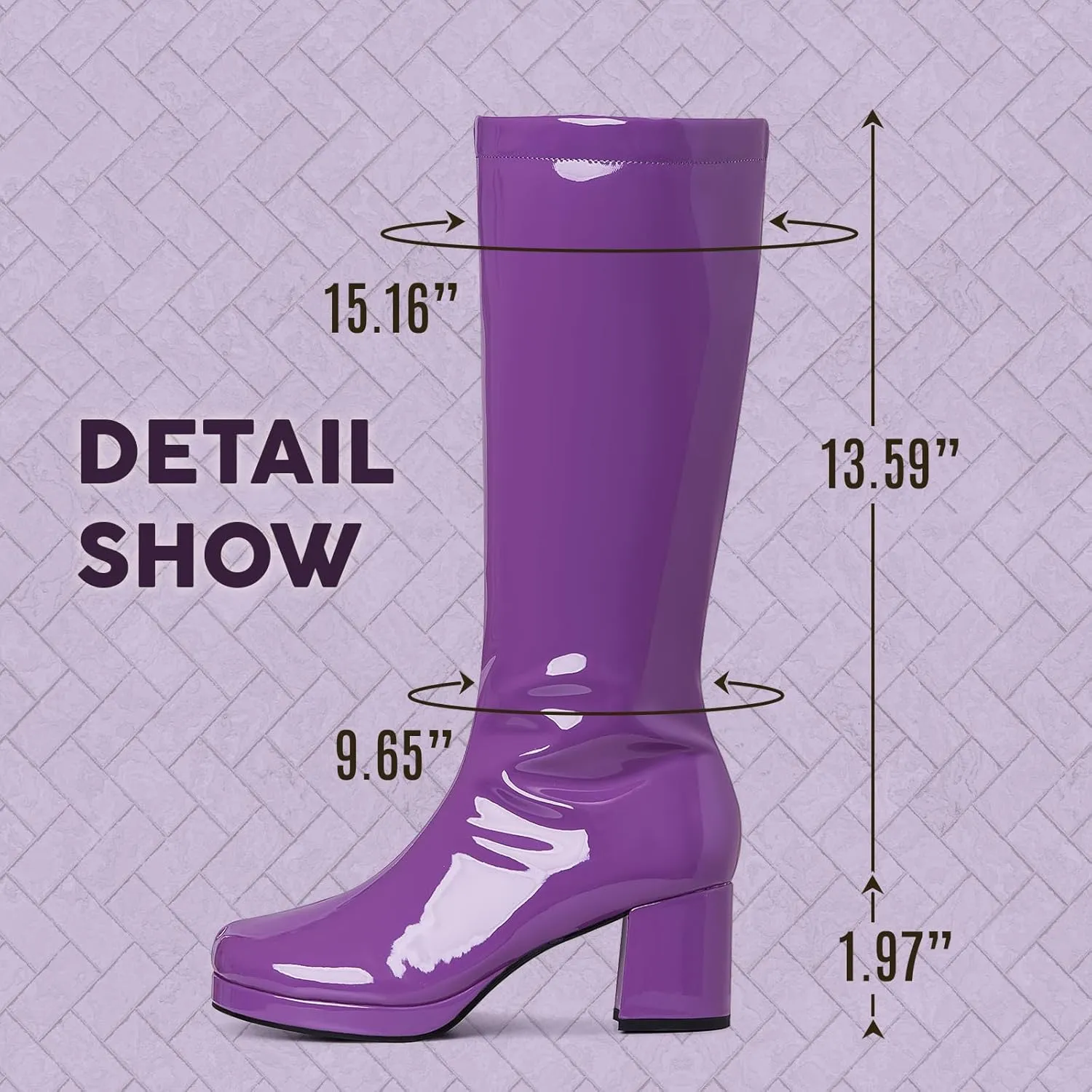 CYNLLIO Mid Calf Boots for Women Chunky High Heels Platform Boots Fashion PU Leather Solid Color Cosplay Dress Boots
