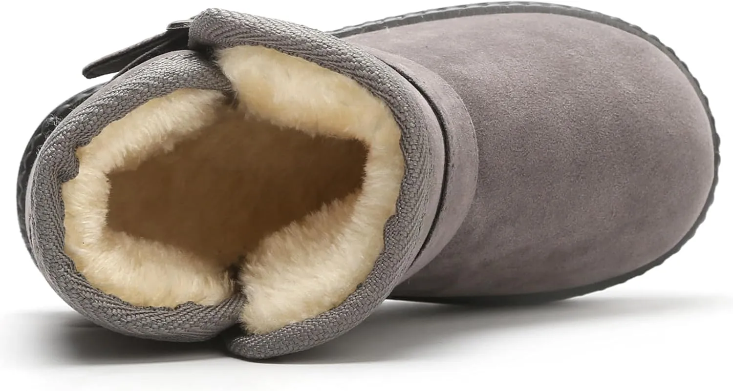 DADAWEN Baby's Boy's Girl's Toddler Fashion Cute Waterproof Outdoor Fur Lining Non-Slip Warm Snow Boots