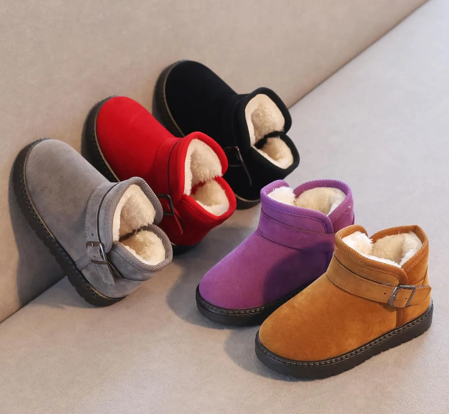 DADAWEN Baby's Boy's Girl's Toddler Fashion Cute Waterproof Outdoor Fur Lining Non-Slip Warm Snow Boots